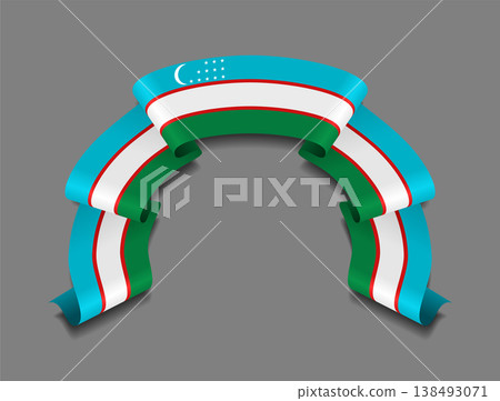 Uzbekistani flag wavy ribbon, ideal for patriotic badges, certificates, or cultural design themes. Vector illustration. Uzbekistani flag wavy ribbon, ideal for patriotic badges, certificates, or cultural design themes. Vector illustration. 138493071