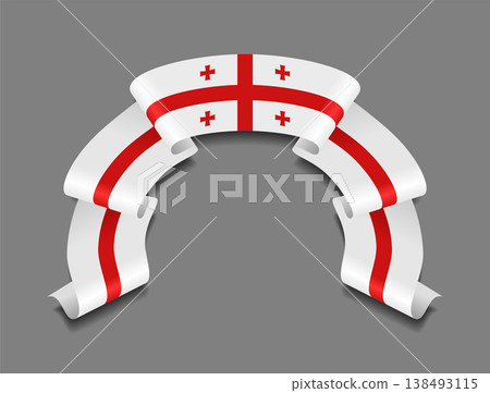 Georgian flag wavy ribbon, ideal for patriotic badges, certificates, or cultural design themes. Vector illustration. Georgian flag wavy ribbon, ideal for patriotic badges, certificates, or cultural design themes. Vector illustration. 138493115