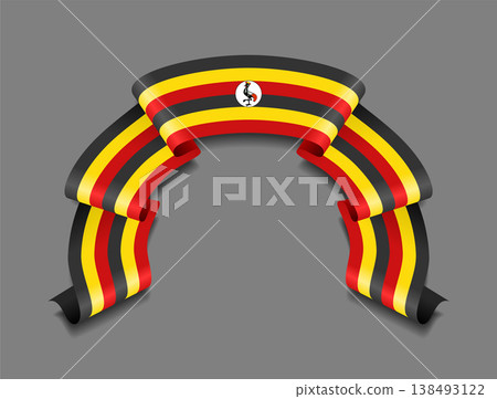 Ugandan flag wavy ribbon, ideal for patriotic badges, certificates, or cultural design themes. Vector illustration. Ugandan flag wavy ribbon, ideal for patriotic badges, certificates, or cultural design themes. Vector illustration. 138493122
