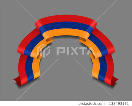 Armenian flag wavy ribbon, ideal for patriotic badges, certificates, or cultural design themes. Vector illustration. Armenian flag wavy ribbon, ideal for patriotic badges, certificates, or cultural design themes. Vector illustration. 138493181