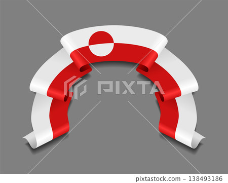 Greenland flag wavy ribbon, ideal for patriotic badges, certificates, or cultural design themes. Vector illustration. Greenland flag wavy ribbon, ideal for patriotic badges, certificates, or cultural design themes. Vector illustration. 138493186