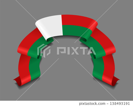 Madagascar flag wavy ribbon, ideal for patriotic badges, certificates, or cultural design themes. Vector illustration. Madagascar flag wavy ribbon, ideal for patriotic badges, certificates, or cultural design themes. Vector illustration. 138493191