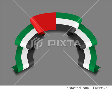 United Arab Emirates flag wavy ribbon, ideal for patriotic badges, certificates, or cultural design themes. Vector illustration. United Arab Emirates flag wavy ribbon, ideal for patriotic badges, certificates, or cultural design themes. Vector illustration. 138493242