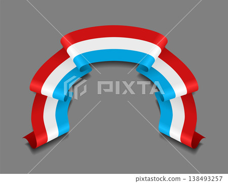 Luxembourg flag wavy ribbon, ideal for patriotic badges, certificates, or cultural design themes. Vector illustration. 138493257