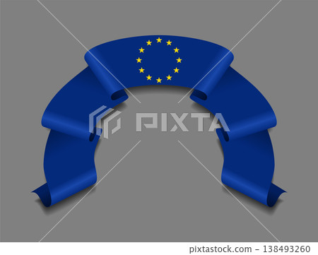 European Union flag wavy ribbon, ideal for patriotic badges, certificates, or cultural design themes. Vector illustration. European Union flag wavy ribbon, ideal for patriotic badges, certificates, or cultural design themes. Vector illustration. 138493260
