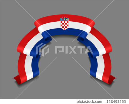 Croatian flag wavy ribbon, ideal for patriotic badges, certificates, or cultural design themes. Vector illustration. Croatian flag wavy ribbon, ideal for patriotic badges, certificates, or cultural design themes. Vector illustration. 138493263