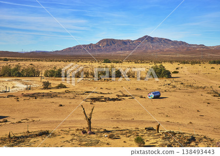 Abandoned Lake Dolores Water Park Graffiti Tank and Desert Landscape California Abandoned Lake Dolores Water Park Graffiti Tank and Desert Landscape California 138493443