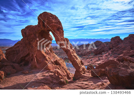 Elephant Rock Formation Red Sandstone Valley of Fire Nevada Desert Landscape Elephant Rock Formation Red Sandstone Valley of Fire Nevada Desert Landscape 138493466