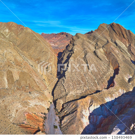 Aerial Anniversary Narrows Slot Canyon Rugged Desert Panorama Nevada Aerial Anniversary Narrows Slot Canyon Rugged Desert Panorama Nevada 138493469