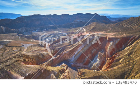 Aerial Anniversary Mine Colorful Geology Desert Landscape Nevada 138493470