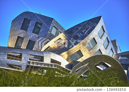 Modern Futuristic Architecture with Metal Facade and Windows in Las Vegas Nevada Modern Futuristic Architecture with Metal Facade and Windows in Las Vegas Nevada 138493858