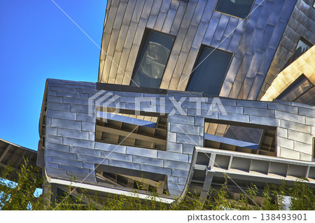 Modern Architecture Detail with Metallic Facade and Windows in Las Vegas Nevada Modern Architecture Detail with Metallic Facade and Windows in Las Vegas Nevada 138493901