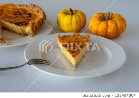Slice of Homemade Pumpkin Cheesecake Slice of Homemade Pumpkin Cheesecake 138494004
