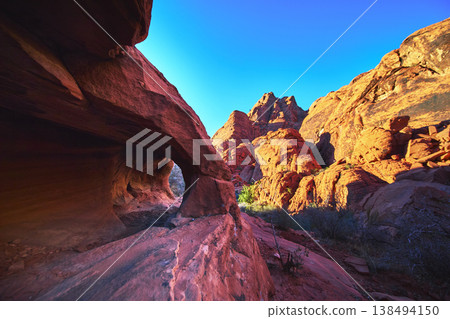 Red Rock Canyon Guardian Angel Arch and Sandstone Formations at Sunrise Nevada Red Rock Canyon Guardian Angel Arch and Sandstone Formations at Sunrise Nevada 138494150