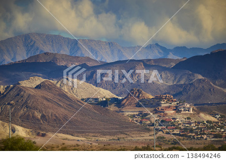 Las Vegas Nevada Housing Development Nestled in Dramatic Desert Mountain Landscape Las Vegas Nevada Housing Development Nestled in Dramatic Desert Mountain Landscape 138494246