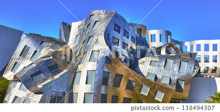 Modern Metallic Architecture Detail With Unique Facade And Windows Las Vegas 138494307