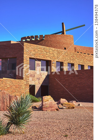 Modern Desert Architecture Las Vegas Nevada Stone Building and Yucca Plant Modern Desert Architecture Las Vegas Nevada Stone Building and Yucca Plant 138494378