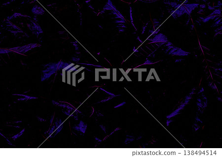 Night dark blue shadows veined red leaves background 138494514