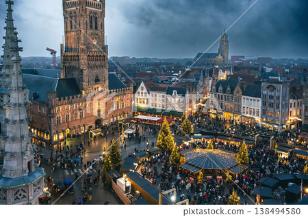 Christmas market decorated and illuminated in Bruges, Belgium. Christmas market decorated and illuminated in Bruges, Belgium. 138494580