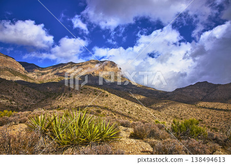 Desert Mountain Landscape and Clouds Red Rock Canyon Keystone Thrust Trail 138494613