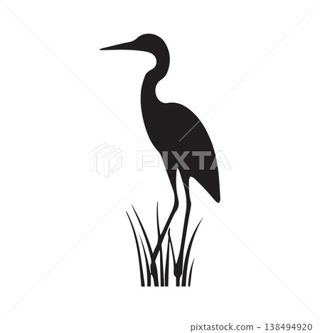 Futuristic Tech Style Heron Bird Logo Design Concept 138494920