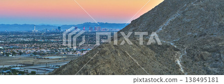 Aerial Las Vegas Strip Lone Mountain Panorama at Golden Hour Nevada Aerial Las Vegas Strip Lone Mountain Panorama at Golden Hour Nevada 138495181