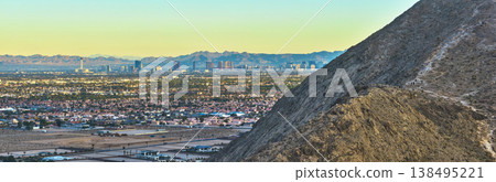 Aerial Las Vegas Strip Panorama with Lone Mountain and Suburban Neighborhoods Aerial Las Vegas Strip Panorama with Lone Mountain and Suburban Neighborhoods 138495221