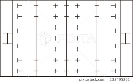 A simple overhead view of a rugby field, vector illustration. A simple overhead view of a rugby field, vector illustration. 138495291