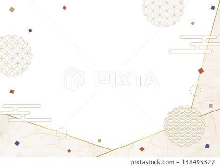 日式設計相框、紙、彩紙屑、日式圖案裝飾、背景 138495327