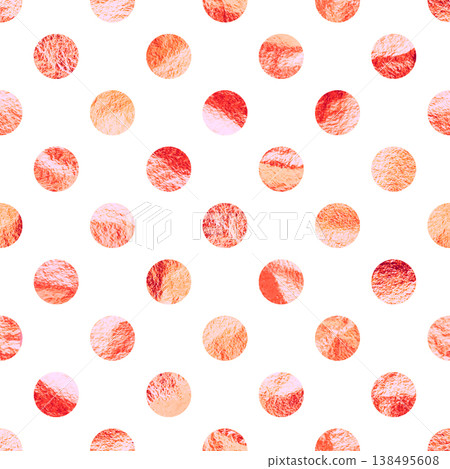 Rose gold foil seamless texture, shiny handmade circles. Golden glittering pattern. Shining hand drawn background. Wedding, greeting card decoration. Modern minimalist art. Vector illustration Rose gold foil seamless texture, shiny handmade circles. Golden glittering pattern. Shining hand drawn background. Wedding, greeting card decoration. Modern minimalist art. Vector illustration 138495608
