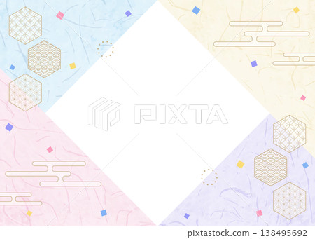 日式設計相框、紙、彩紙屑、日式圖案裝飾、背景 138495692