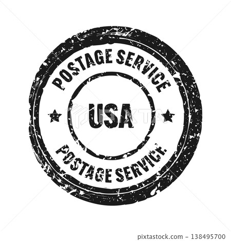 Post stamp, label or badge. Grunge imprint and postmark with text. Brown vintage circle postcard watermark. Used envelope design element. Vector illustration Post stamp, label or badge. Grunge imprint and postmark with text. Brown vintage circle postcard watermark. Used envelope design element. Vector illustration 138495700