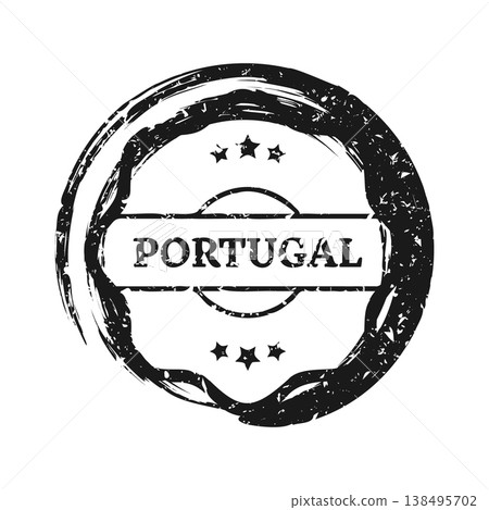 Post stamp, label or badge. Grunge imprint and postmark with text. Brown vintage circle postcard watermark. Used envelope design element. Vector illustration 138495702