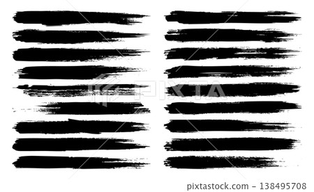 Long grunge brush strokes, lines, ink smudges, hand-drawn scribble shapes. Handmade sketchy marks, stains, charcoal streaks. Paint textures, dry brush effect. Marker underline. Vector illustration Long grunge brush strokes, lines, ink smudges, hand-drawn scribble shapes. Handmade sketchy marks, stains, charcoal streaks. Paint textures, dry brush effect. Marker underline. Vector illustration 138495708
