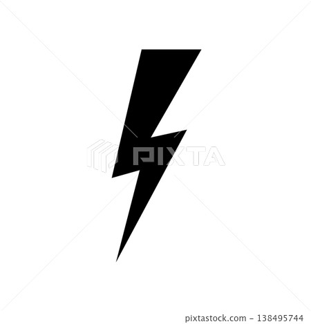Lightning bolt icon isolated on white background. Vintage flash symbol, thunderbolt with grunge texture. Simple lightning strike sign. Vector illustration 138495744