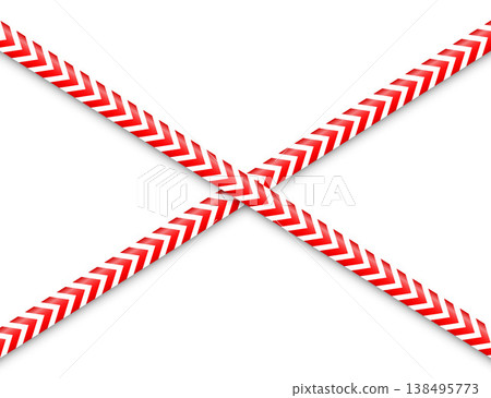 Barricade construction tape. Red police warning line, brightly colored danger or hazard stripe, ribbon. Restricted area, zone. Attention symbol. Vector illustration Barricade construction tape. Red police warning line, brightly colored danger or hazard stripe, ribbon. Restricted area, zone. Attention symbol. Vector illustration 138495773