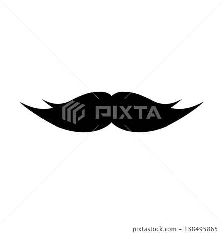 Mustache icon in classic style. Hipster, barber, retro, vintage facial hair symbol for logo, branding, poster, sticker, fashion, barbershop and design projects. Vector illustration Mustache icon in classic style. Hipster, barber, retro, vintage facial hair symbol for logo, branding, poster, sticker, fashion, barbershop and design projects. Vector illustration 138495865