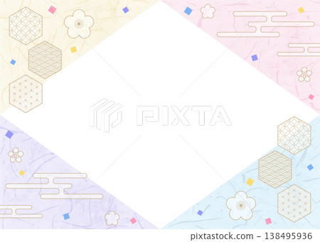 日式設計相框、紙、彩紙屑、日式圖案裝飾、背景 138495936