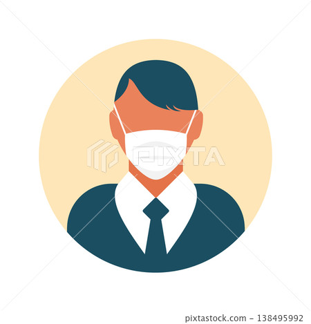 Flat modern minimal avatar icon with medical mask. Business concept, global communication. Web site user profile. Social media, network elements Flat modern minimal avatar icon with medical mask. Business concept, global communication. Web site user profile. Social media, network elements 138495992