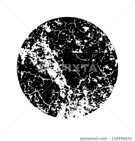 Grunge round shape with stains and scratches. Circle brush stroke, design element. Distressed dirty text frame, border, sticker or label. Paintbrush, ink stains. Vector illustration 138496024