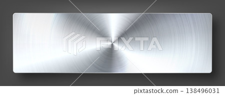 Realistic metal banner. Brushed steel or aluminium plate. Polished metal surface. Old grunge texture with scratches. Vector illustration Realistic metal banner. Brushed steel or aluminium plate. Polished metal surface. Old grunge texture with scratches. Vector illustration 138496031