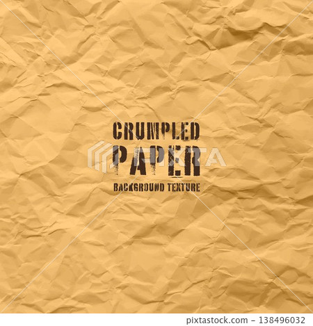 Colorful yellow crumpled recycled paper texture. Rough grunge old kraft wrapping paper background. Vintage blank packaging sheet. Vector illustration Colorful yellow crumpled recycled paper texture. Rough grunge old kraft wrapping paper background. Vintage blank packaging sheet. Vector illustration 138496032