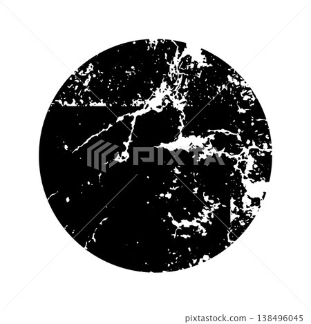 Grunge round shape with stains and scratches. Circle brush stroke, design element. Distressed dirty text frame, border, sticker or label. Paintbrush, ink stains. Vector illustration 138496045