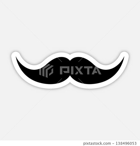 Mustache icon in classic style. Hipster, barber, retro, vintage facial hair symbol for logo, branding, poster, sticker, fashion, barbershop and design projects. Vector illustration Mustache icon in classic style. Hipster, barber, retro, vintage facial hair symbol for logo, branding, poster, sticker, fashion, barbershop and design projects. Vector illustration 138496053