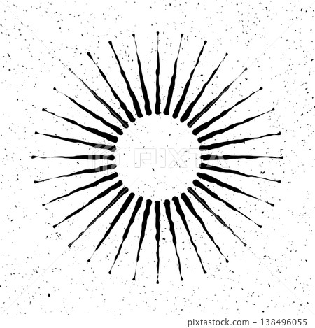 Vintage sunburst, sunset beams. Boho style, modern minimalist bohemian design. Hand drawn bursting sun, light rays. Logotype or lettering design element in retro style. Vector illustration 138496055