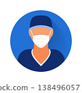 Flat modern minimal avatar icon with medical mask. Business concept, global communication. Web site user profile. Social media, network elements 138496057
