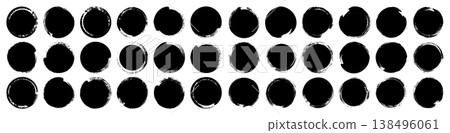 Grunge circles, brush strokes, lines, ink smudges, hand-drawn scribble shapes. Handmade sketchy marks, acrylic stains, charcoal streaks. Paint textures, dry brush effect. Vector illustration 138496061