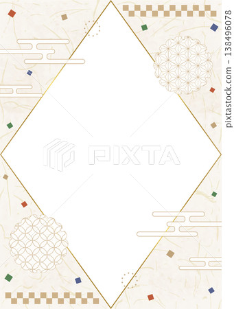 日式設計相框、紙、彩紙屑、日式圖案裝飾、背景、直式版 138496078