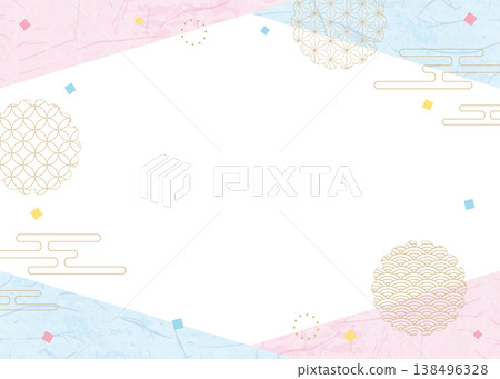 日式設計相框、紙、彩紙屑、日式圖案裝飾、背景 138496328