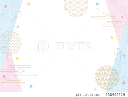 日式設計相框、紙、彩紙屑、日式圖案裝飾、背景 138496329